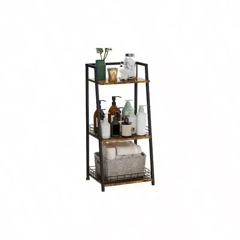3-Tier Bathroom Storage Shelf with Metal Frame