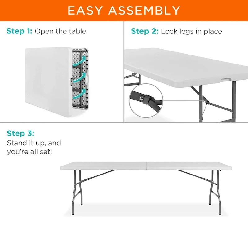 8 ft. Multi-Functional Fold-in-Half Table with Durable Resin Surface - 1