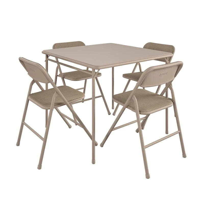 COSCO 5-Piece Folding Vinyl Table and Fabric Chair Set - 5 piece