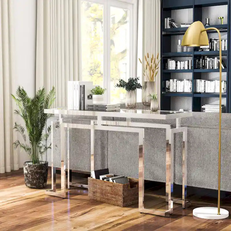 Contemporary 52-inch Glass Top Sofa Table