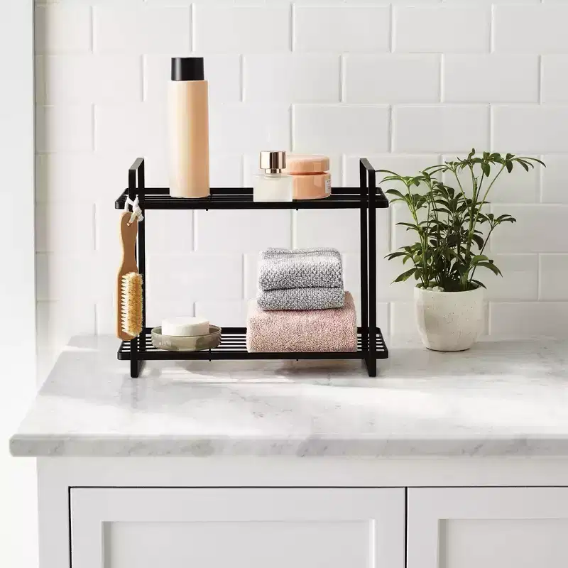 2-Tier Vanity Organizer, Rust-Resistant Steel, Powder-Coated, 15