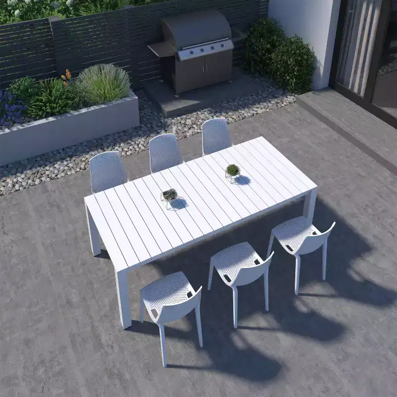 Amazonia Leblon 7pc Aluminum Rectangular Patio Dining Set White