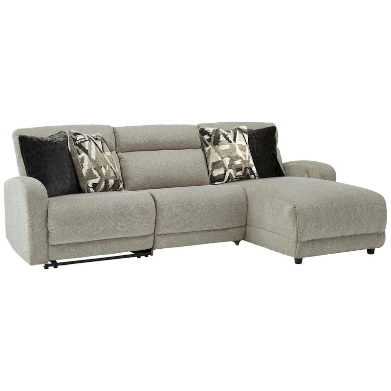 Signature Design by Ashley Colleyville Gray 3-Piece Power Reclining Sectional with Chaise - 108W x 65D x 39H