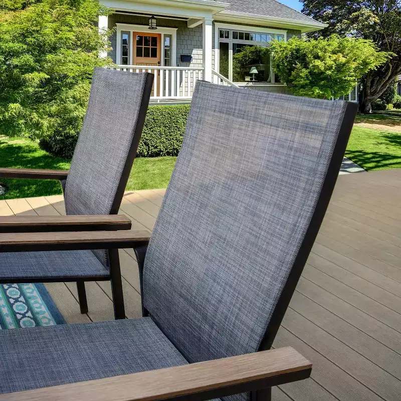 5pc Patio Set with Steel Table with 2 Umbrella Hole & Aluminum Frame Sling Chairs - Captiva Designs