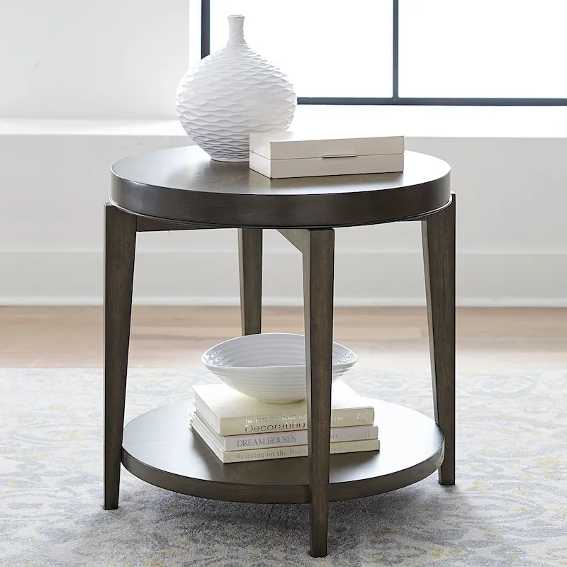 Penton Espresso Stone Round End Table