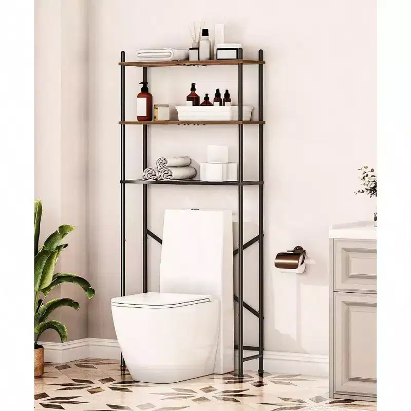 Over Toilet Storage 3-Tier Bathroom Organizer Freestanding Shelf with Adjustable Feet
