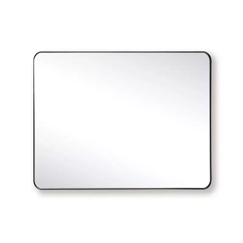Black Framed Bathroom Mirror for Wall, 28x36 Rectangular Mirror Horizontally or Vertically