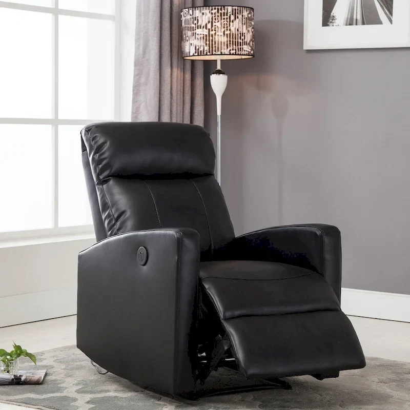 AC Pacific Modern Faux Leather Small Powered Reading Recliner