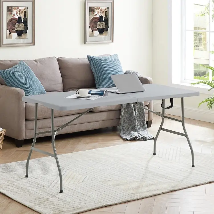Folding Table Foldable Table Portable Collapsible Table Multipurpose Rectangular Resin Fold Up Table for Outdoor Camping