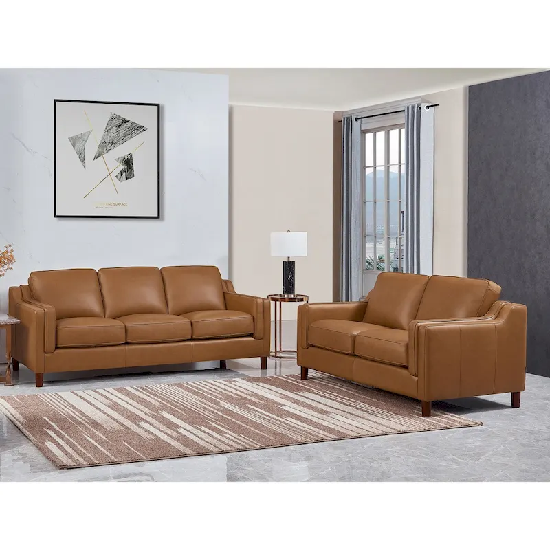 Hydeline Bella Top Grain Leather Sofa Set, Sofa and Loveseat