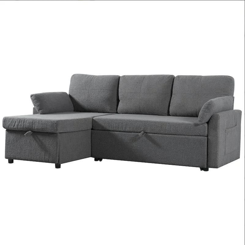 Pull Out Sofa Bed with Storage Chaise L Shape Sectional Sofa Bed