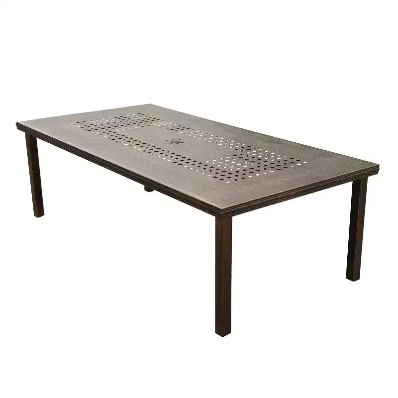 95 Rectangular Modern Outdoor Dining Set for 8, UV-Resistant, Bronze - Oakland Living: With Mesh Seats & Umbrella Hole