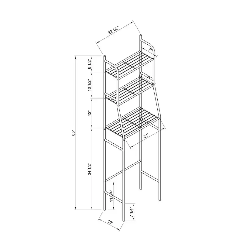 65in 3-Tier Over The Toilet Bathroom Space Saver Shelf, White
