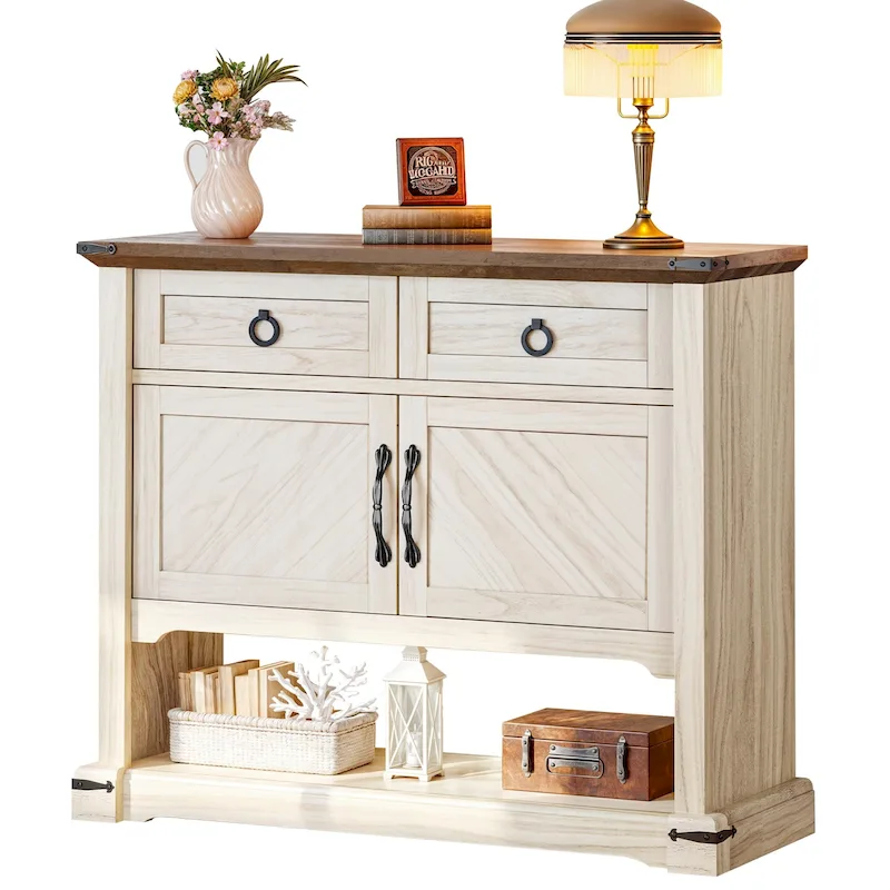 Moasis 35-Inch Farmhouse Console Table, Entry Table with 2 Drawers and Cabinet for Living Room