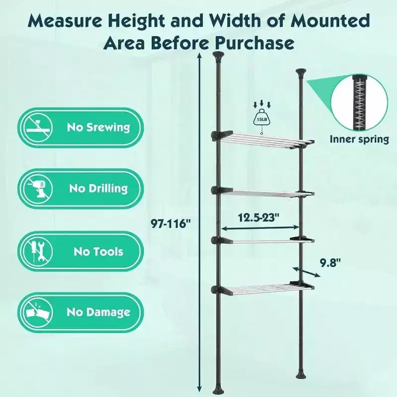 4-Tier Adjustable Over Toilet Storage Shelf