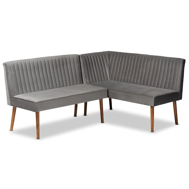 Alvis Mid-Century Velvet Dining Nook Banquette Set(2PC)