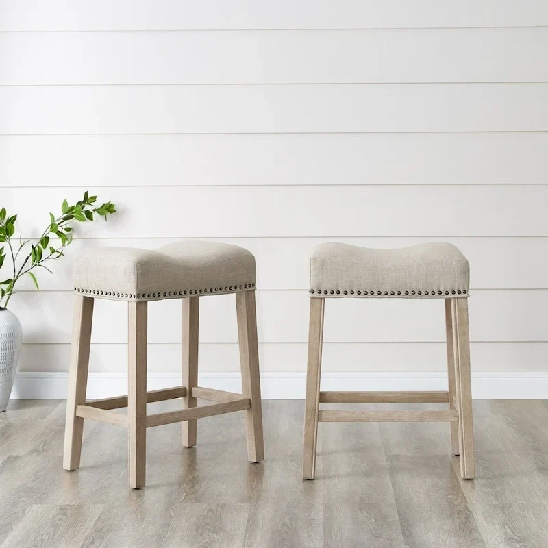 The Gray Barn Barish Backless Saddle Seat Counter Stools (Set of 2)
