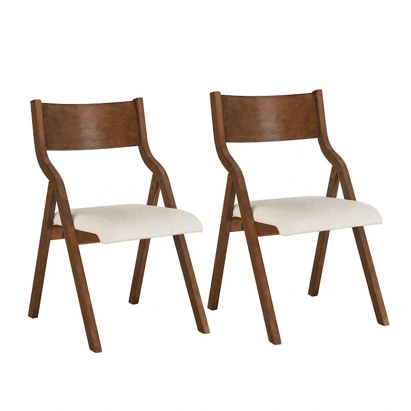 Upholstered folding Dining chair set of 2