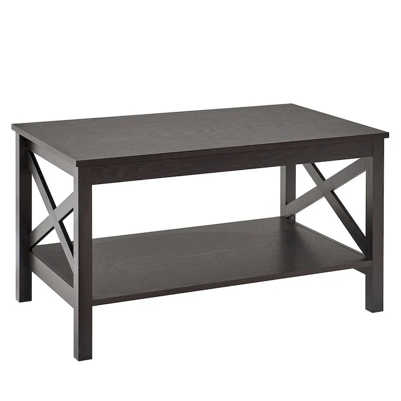 The Gray Barn Xanadu Hill X-frame Two-tier Coffee Table with Shelf