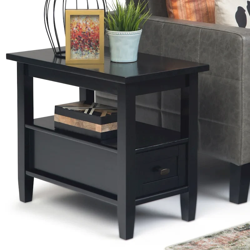 WYNDENHALL Norfolk SOLID WOOD 14 inch Wide Rectangle Transitional Narrow Side Table - 14 Inches wide
