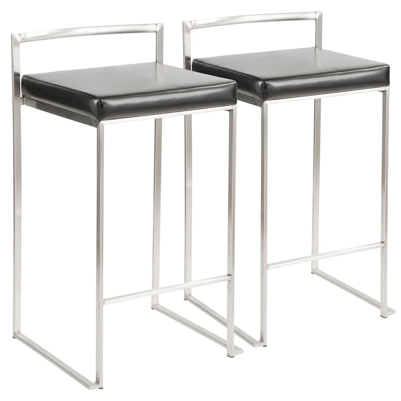 Silver Orchid Forrest Stainless Steel Stackable Fully Welded Counter Stool (Set of 2)