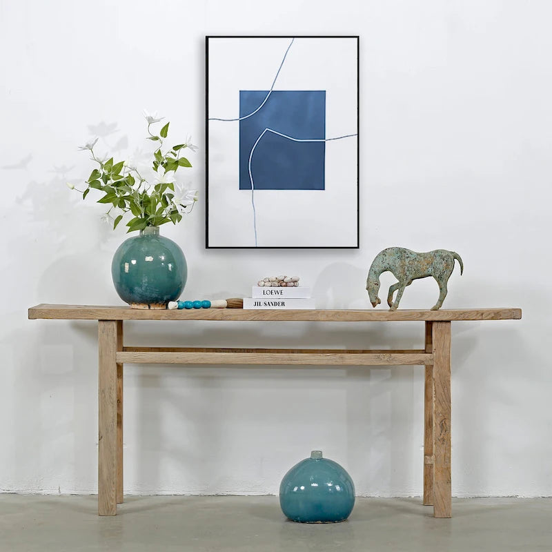 Vintage Console Table Weathered Natural 72x12x30H